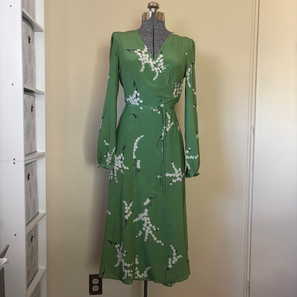Realisation Par Green Sheath Dress with Bishop Sleeves